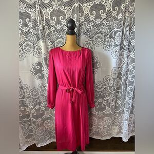 Vintage 80s Hot Pink Stripe Sheer Dress - R.O.P Tie Waist, Retro Statement Piece